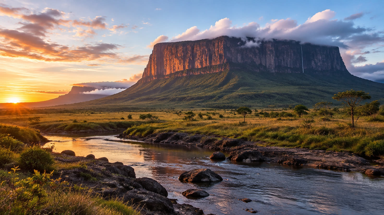 Tepui table mountain rising above the Gran Sabana in Bolívar State